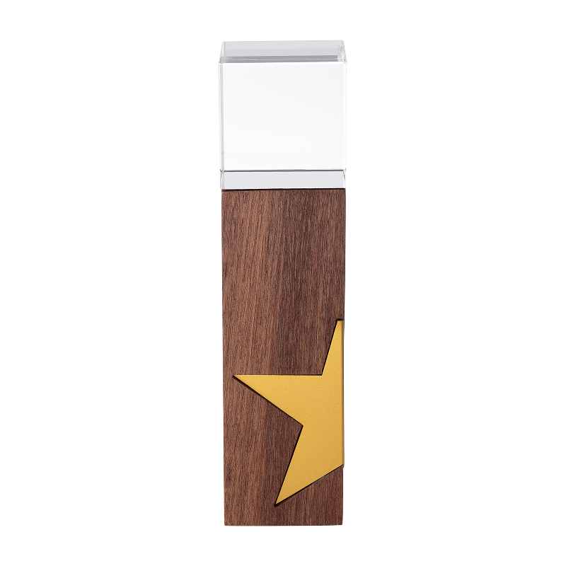 xTool Selected Columnar K9 Crystal and Black Walnut Trophy for Inner Engraving