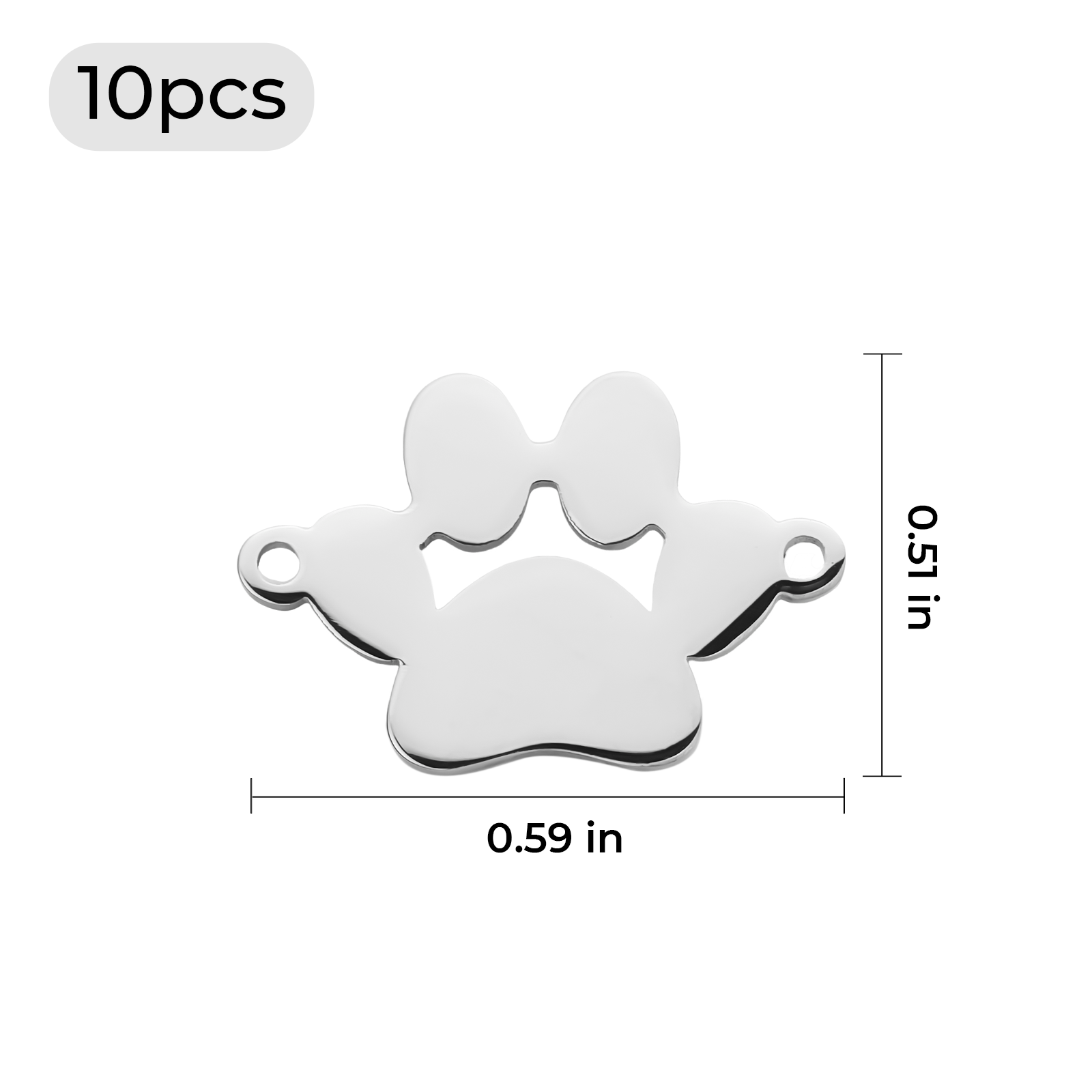 Stainless Steel Dog Paw Hang Pendant (10pcs) - Image 3