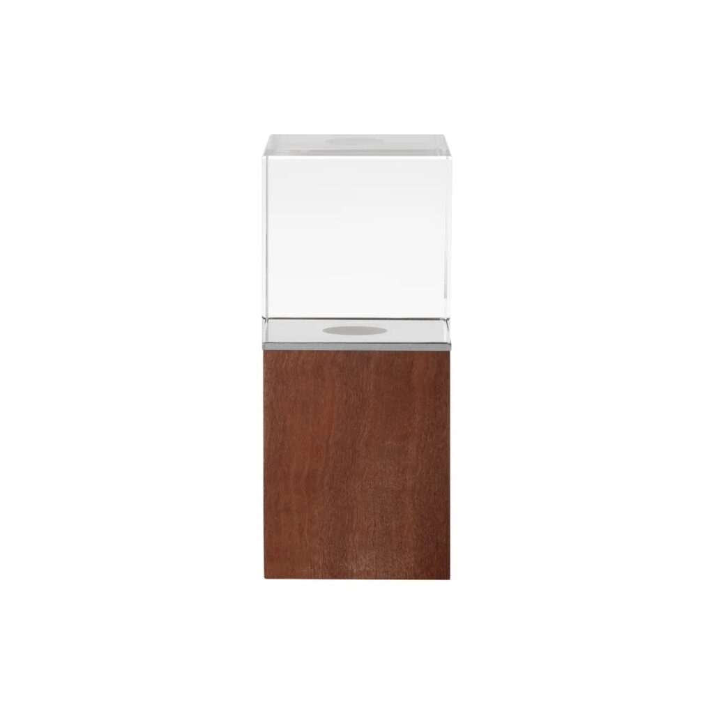 LED Columnar K9 Crystal and Black Walnut Trophy for Inner Engraving