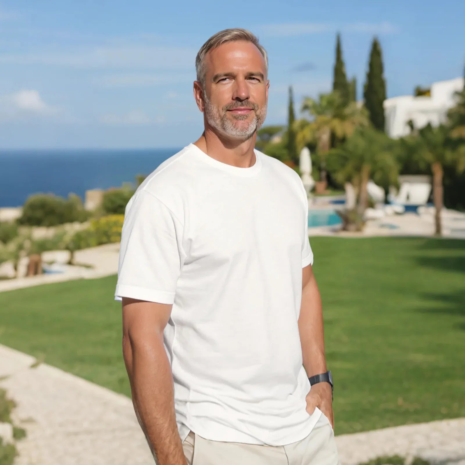 Ecru Stain-Resistant Pima Cotton T-Shirt - Image 3