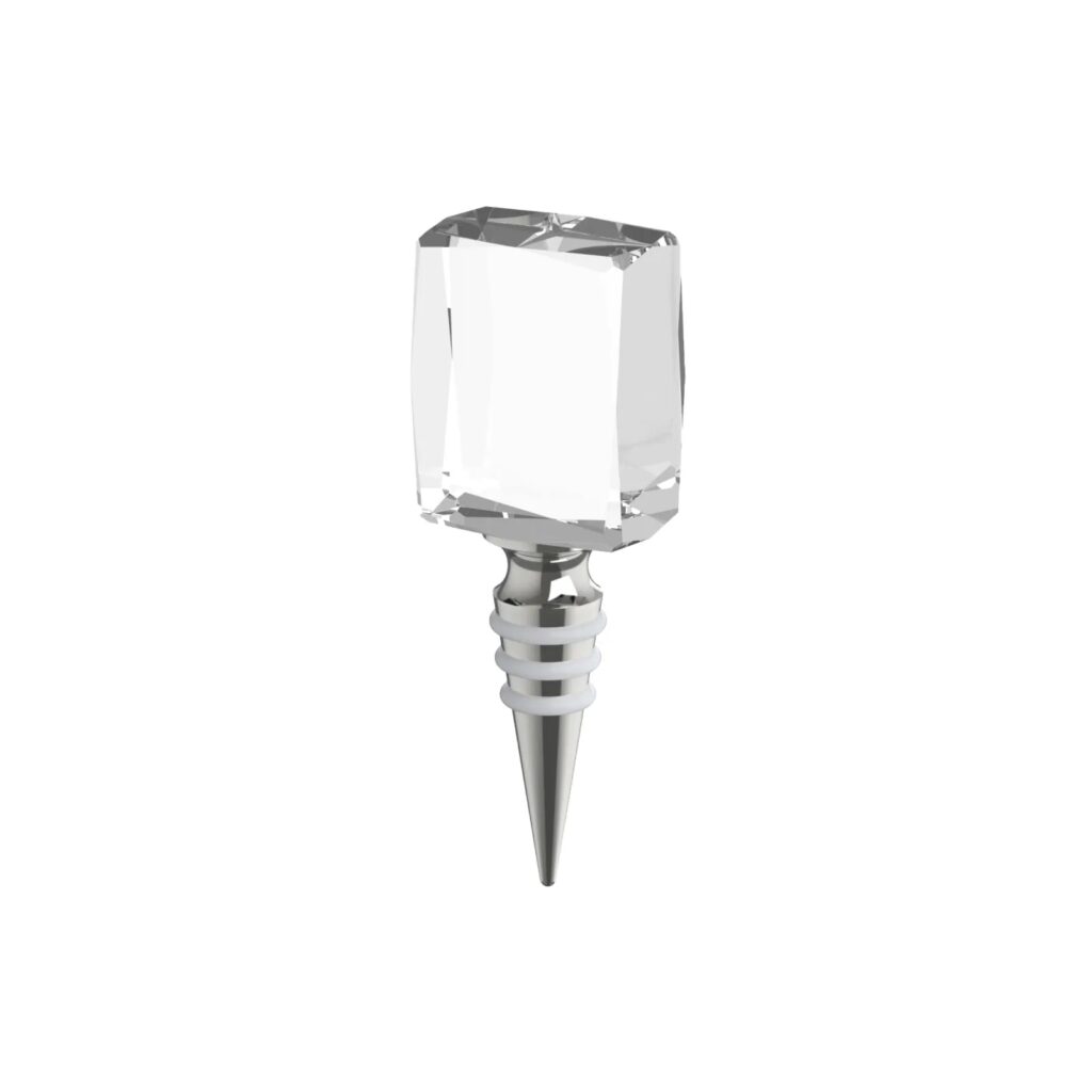 Rectangular Beveled-Edge K9 Crystal with Stainless Steel Wine Stopper (2pcs)
