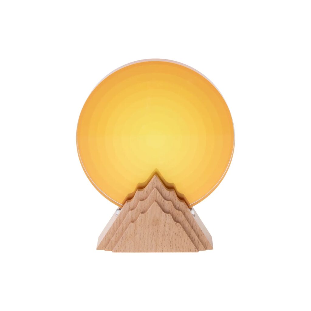 Orange Round Crystal Trophy with Beechwood Base