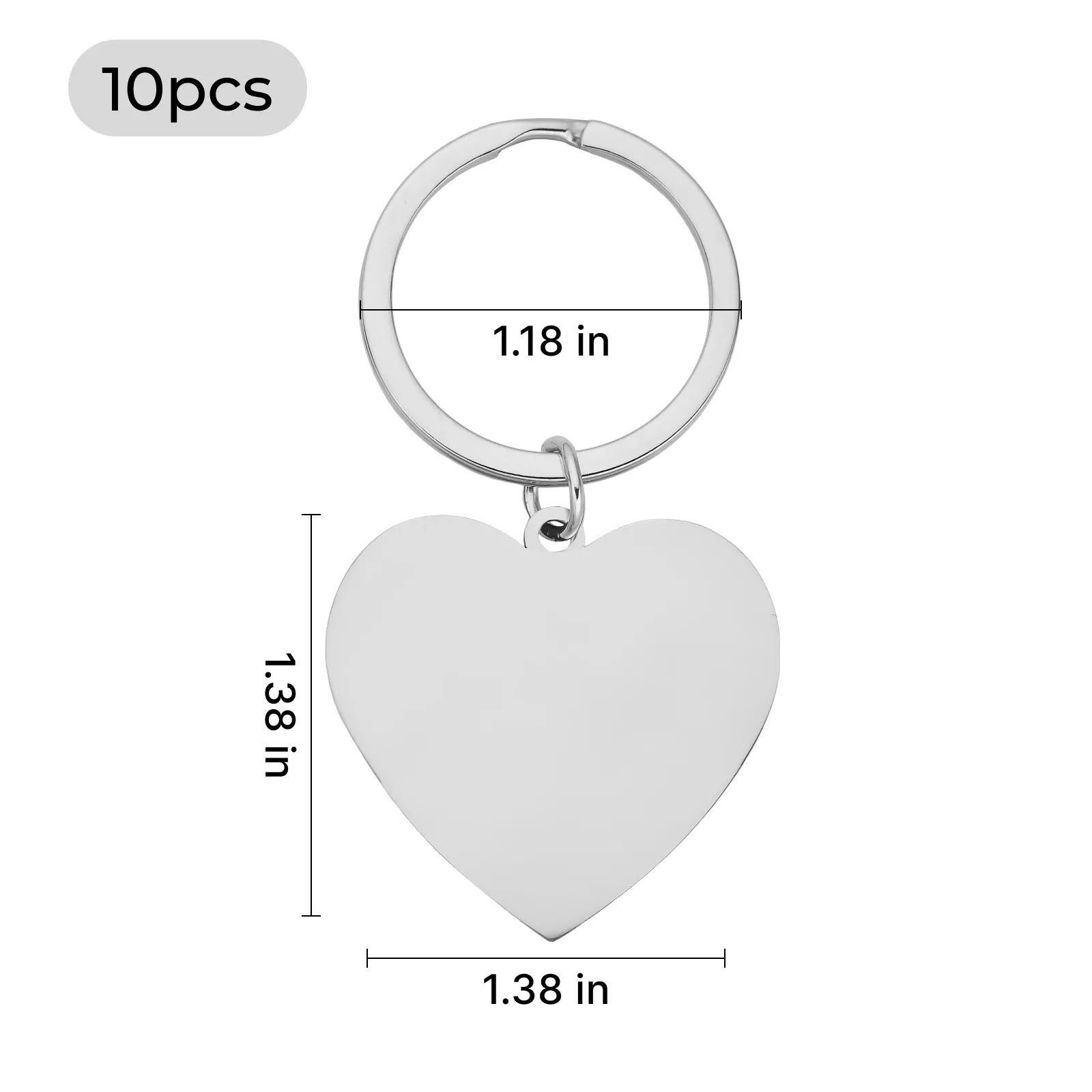 Stainless Steel Heart Keychain (10pcs) - Image 3